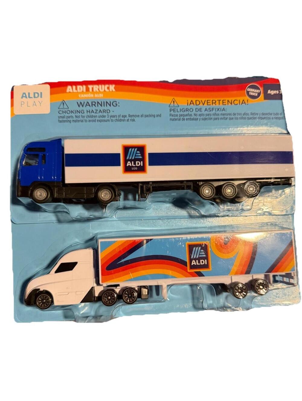 2X Aldi Play ALDI TRUCK Diecast Semi Truck & Trailer Toy Germany & US Design NEW